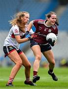 12 April 2025; Nicola Ward of Galway in action against Aoife Healy of Cork during the Lidl Ladies National Football League Division 2 final match between Cork and Galway at Croke Park in Dublin. Photo by Sam Barnes/Sportsfile