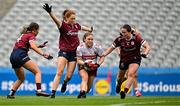 12 April 2025; Elizabeth Coppinger of Cork in action against Galway players, from left, Kate Geraghty, Sarah Ní Loingsigh and Nicola Ward during the Lidl Ladies National Football League Division 2 final match between Cork and Galway at Croke Park in Dublin. Photo by Sam Barnes/Sportsfile