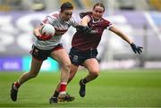 12 April 2025; Hannah Looney of Cork in action against Nicola Ward of Galway during the Lidl Ladies National Football League Division 2 final match between Cork and Galway at Croke Park in Dublin. Photo by Shauna Clinton/Sportsfile