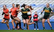 12 April 2025; Eilis Lynch of Kerry in action against Maeve Ferguson of Armagh during the Lidl Ladies National Football League Division 1 final match between Armagh and Kerry at Croke Park in Dublin. Photo by Shauna Clinton/Sportsfile