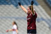 12 April 2025; Nicola Ward of Galway celebrates at the final whistle of the Lidl Ladies National Football League Division 2 final match between Cork and Galway at Croke Park in Dublin. Photo by Shauna Clinton/Sportsfile