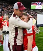 12 April 2025; Bordeaux Begles attack coach Noel McNamara consoles Craig Casey of Munster after the Investec Champions Cup quarter-final match between Bordeaux Begles and Munster at Stade Chaban-Delmas in Bordeaux, France. Photo by Brendan Moran/Sportsfile
