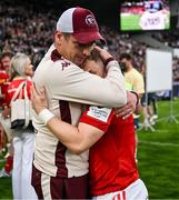 12 April 2025; Bordeaux Begles attack coach Noel McNamara consoles Craig Casey of Munster after the Investec Champions Cup quarter-final match between between Bordeaux Begles and Munster at Stade Chaban-Delmas in Bordeaux, France. Photo by Brendan Moran/Sportsfile
