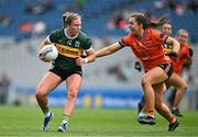 12 April 2025; Siofra O'Shea of Kerry in action against Clodagh McCambridge of Armagh during the Lidl Ladies National Football League Division 1 final match between Armagh and Kerry at Croke Park in Dublin. Photo by Sam Barnes/Sportsfile