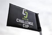 12 April 2025; A detailed view of a pitchside flag before the EPCR Challenge Cup quarter-final match between Connacht and Racing 92 at Dexcom Stadium in Galway. Photo by Thomas Flinkow/Sportsfile