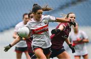 12 April 2025; Erika O'Shea of Cork is tackled by Hannah Noone of Galway during the Lidl Ladies National Football League Division 2 final match between Cork and Galway at Croke Park in Dublin. Photo by Shauna Clinton/Sportsfile