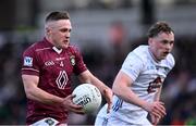 12 April 2025; Conor Dillon of Westmeath in action against James McGrath of Kildare during the Leinster GAA Football Senior Championship quarter-final match between Kildare and Westmeath at Cedral St Conleth's Park in Newbridge, KiIdare. Photo by Piaras Ó Mídheach/Sportsfile