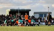 12 April 2025; Connacht scrum and contact coach Colm Tucker watches on as his players warm up before the EPCR Challenge Cup quarter-final match between Connacht and Racing 92 at Dexcom Stadium in Galway. Photo by Thomas Flinkow/Sportsfile