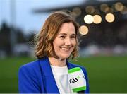 12 April 2025; Gráinne McElwain of GAA+ at half-time during the Leinster GAA Football Senior Championship quarter-final match between Kildare and Westmeath at Cedral St Conleth's Park in Newbridge, KiIdare. Photo by Piaras Ó Mídheach/Sportsfile