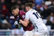 12 April 2025; David Giles of Westmeath in action against Colm Dalton of Kildare during the Leinster GAA Football Senior Championship quarter-final match between Kildare and Westmeath at Cedral St Conleth's Park in Newbridge, KiIdare. Photo by Piaras Ó Mídheach/Sportsfile