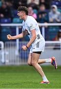 12 April 2025; David Hyland of Kildare celebrates scoring his side's second goal during the Leinster GAA Football Senior Championship quarter-final match between Kildare and Westmeath at Cedral St Conleth's Park in Newbridge, KiIdare. Photo by Piaras Ó Mídheach/Sportsfile