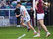 12 April 2025; David Hyland of Kildare celebrates scoring his side's second goal during the Leinster GAA Football Senior Championship quarter-final match between Kildare and Westmeath at Cedral St Conleth's Park in Newbridge, KiIdare. Photo by Piaras Ó Mídheach/Sportsfile
