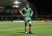 12 April 2025; A dejected Cian Prendergast of Connacht after his side's defeat in the EPCR Challenge Cup quarter-final match between Connacht and Racing 92 at Dexcom Stadium in Galway. Photo by Thomas Flinkow/Sportsfile