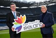 14 April 2025; Ard Stiúrthóir of the GAA Tom Ryan, left, and Sean Boylan, Meath Age Friendly Ambassador, former Irish Gaelic football manager, during the GAA & Age Friendly Ireland Partnership Launch at Croke Park in Dublin. Photo by Seb Daly/Sportsfile