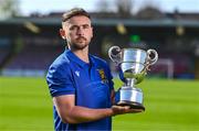 15 April 2025; College Corinthians FC captain Craig Donnellan poses for a portrait with the Pat O'Brien FAI Intermediate Challenge Cup during the FAI Intermediate Cup Final media day at Turners Cross Stadium in Cork ahead of the 2025 FAI Intermediate Cup final match between Ringmahon Rangers FC and College Corinthians FC. Photo by Brendan Moran/Sportsfile
