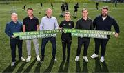 14 April 2025; The Football Association of Ireland have launched the Education and Development Strategy for 2025-30, a strategic plan for football and education to enhance Irish football across all levels. At the launch held at the FAI National Training Centre in Abbotstown, Dublin, are from left, FAI head of education and development Niall O'Regan, FAI referee programme coordinator Rob Hennessy, Republic of Ireland U21 head coach Jim Crawford, FAI grassroots executive Rachel Graham, FAI assistant director of football Shane Robinson and FAI coach development manager Craig Sexton. Photo by Stephen McCarthy/Sportsfile