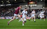 12 April 2025; Luke Loughlin of Westmeath in action against Ryan Burke of Kildare during the Leinster GAA Football Senior Championship quarter-final match between Kildare and Westmeath at Cedral St Conleth's Park in Newbridge, KiIdare. Photo by Piaras Ó Mídheach/Sportsfile