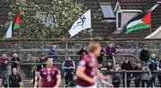 12 April 2025; Palestine flags either side of a Kildare flag on display during the Leinster GAA Football Senior Championship quarter-final match between Kildare and Westmeath at Cedral St Conleth's Park in Newbridge, KiIdare. Photo by Piaras Ó Mídheach/Sportsfile
