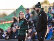 12 April 2025; Connacht performance nutritionist Cheyenne Holman and defense coach Scott Fardy before the EPCR Challenge Cup quarter-final match between Connacht and Racing 92 at Dexcom Stadium in Galway. Photo by Thomas Flinkow/Sportsfile