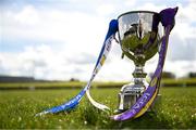 13 April 2025; The trophy is seen before the Lidl Ladies National Football League Division 3 final match between Cavan and Wexford at Integral GAA Grounds in Drogheda, Louth. Photo by Shauna Clinton/Sportsfile
