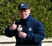 13 April 2025; Dublin supporter Paul Flynn Morgan enjoys a '99' on his way to the Leinster GAA Football Senior Championship quarter-final match between Wicklow and Dublin at Echelon Park in Aughrim, Wicklow. Photo by Ray McManus/Sportsfile