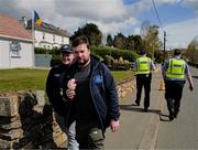 13 April 2025; Dublin supporters Paul Flynn Morgan, left, and Sean Flynn, from Clondalkin, enjoy a '99' each on their way to the Leinster GAA Football Senior Championship quarter-final match between Wicklow and Dublin at Echelon Park in Aughrim, Wicklow. Photo by Ray McManus/Sportsfile