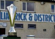 13 April 2025; A general view of the trophy before the FAI Oscar Traynor Inter-League Cup final match between Limerick District League and Wexford Football League at Jackman Park in Limerick. Photo by Michael P Ryan/Sportsfile