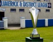 13 April 2025; A general view of the trophy before the FAI Oscar Traynor Inter-League Cup final match between Limerick District League and Wexford Football League at Jackman Park in Limerick. Photo by Michael P Ryan/Sportsfile