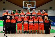 13 April 2025; The Killester team before the Domino's Women's Super League final match between Utility Trust St. Paul's and Killester at the National Basketball Arena in Tallaght, Dublin. Photo by Tyler Miller/Sportsfile