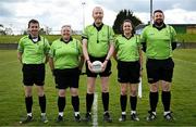 13 April 2025; Referee Gerard Canny, centre, and his match officials before the Lidl Ladies National Football League Division 3 final match between Cavan and Wexford at Integral GAA Grounds in Drogheda, Louth. Photo by Shauna Clinton/Sportsfile
