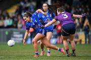 13 April 2025; Shauna Lynch of Cavan is tackled by Maria Byrne of Wexford during the Lidl Ladies National Football League Division 3 final match between Cavan and Wexford at Integral GAA Grounds in Drogheda, Louth. Photo by Shauna Clinton/Sportsfile