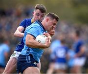 13 April 2025; Brian Howard of Dublin in action against John Paul Nolan of Wicklow during the Leinster GAA Football Senior Championship quarter-final match between Wicklow and Dublin at Echelon Park in Aughrim, Wicklow. Photo by Ray McManus/Sportsfile