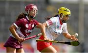 13 April 2025; Clodagh Finn of Cork in action against Ciara Hickey of Galway during the Very National Camogie League Division 1A final match between between Cork and Galway at FBD Semple Stadium in Thurles, Tipperary. Photo by Tom Beary/Sportsfile