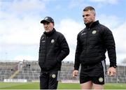 13 April 2025; Offaly joint-manager Mickey Harte with strength and conditioning coach Eanna Shalvey before the Leinster GAA Football Senior Championship quarter-final match between Meath and Offaly at Pairc Tailteann in Navan, Meath. Photo by Thomas Flinkow/Sportsfile