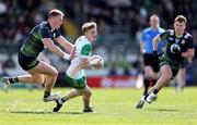 13 April 2025; Daire McDaid of Offaly loses his boot in a tackle by Jack Flynn of Meath during the Leinster GAA Football Senior Championship quarter-final match between Meath and Offaly at Pairc Tailteann in Navan, Meath. Photo by Thomas Flinkow/Sportsfile