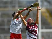 13 April 2025; Ciara Hickey of Galway in action against Ashling Thompson of Cork during the Very National Camogie League Division 1A final match between between Cork and Galway at FBD Semple Stadium in Thurles, Tipperary. Photo by Tom Beary/Sportsfile