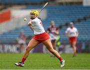 13 April 2025; Clodagh Finn of Cork scores a point during the Very National Camogie League Division 1A final match between between Cork and Galway at FBD Semple Stadium in Thurles, Tipperary. Photo by Tom Beary/Sportsfile