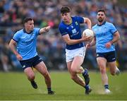 13 April 2025; Jack Kirwan of Wicklow in action against Ross McGarry of Dublin during the Leinster GAA Football Senior Championship quarter-final match between Wicklow and Dublin at Echelon Park in Aughrim, Wicklow. Photo by Ray McManus/Sportsfile