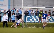 13 April 2025; Dublin captain Con O'Callaghan converts a rebounded penalty originally saved by Wicklow goalkeeper Mark Jackson, in the 26th minute, during the Leinster GAA Football Senior Championship quarter-final match between Wicklow and Dublin at Echelon Park in Aughrim, Wicklow. Photo by Ray McManus/Sportsfile