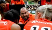 13 April 2025; Killester head coach Mark Grennell during the Domino's Women's Super League final match between Utility Trust St. Paul's and Killester at the National Basketball Arena in Tallaght, Dublin. Photo by Tyler Miller/Sportsfile