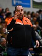 13 April 2025; Killester head coach Mark Grennell during the Domino's Women's Super League final match between Utility Trust St. Paul's and Killester at the National Basketball Arena in Tallaght, Dublin. Photo by Tyler Miller/Sportsfile