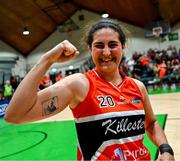 13 April 2025; Sarah Fernandez Lopes of Killester after during the Domino's Women's Super League final match between Utility Trust St. Paul's and Killester at the National Basketball Arena in Tallaght, Dublin. Photo by Tyler Miller/Sportsfile
