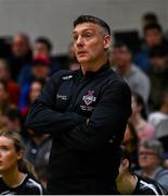 13 April 2025; Utility Trust St. Paul's head coach James Fleming during the Domino's Women's Super League final match between Utility Trust St. Paul's and Killester at the National Basketball Arena in Tallaght, Dublin. Photo by Tyler Miller/Sportsfile