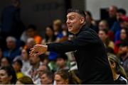13 April 2025; Utility Trust St. Paul's head coach James Fleming during the Domino's Women's Super League final match between Utility Trust St. Paul's and Killester at the National Basketball Arena in Tallaght, Dublin. Photo by Tyler Miller/Sportsfile