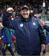 13 April 2025; Meath manager Robbie Brennan celebrates after his side's victory in the Leinster GAA Football Senior Championship quarter-final match between Meath and Offaly at Pairc Tailteann in Navan, Meath. Photo by Thomas Flinkow/Sportsfile