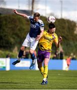13 April 2025; Ryan Busher of Wexford Football League in action against Shane Walsh of Limerick District League during the FAI Oscar Traynor Inter-League Cup final match between Limerick District League and Wexford Football League at Jackman Park in Limerick. Photo by Michael P Ryan/Sportsfile
