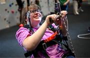 13 April 2025; Paralympics Ireland hosted their first Allianz NextGen event of 2025 at the University of Limerick Sport Arena. The event was open to young athletes over the age of 14 to try out Para sports such as triathlon, cycling, canoeing, archery and mountain climbing. Pictured is Caoimhe Edmond from Newport, Tipperary. Photo by Seb Daly/Sportsfile