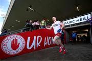 13 April 2025; Cathal McShane of Tyrone runs out for the second half of the Ulster GAA Football Senior Championship quarter-final match between Tyrone and Cavan at O'Neills Healy Park in Omagh, Tyrone. Photo by Ramsey Cardy/Sportsfile