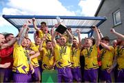13 April 2025; Wexford Football League captain Alan Rhodes lifts the cup after the FAI Oscar Traynor Inter-League Cup final match between Limerick District League and Wexford Football League at Jackman Park in Limerick. Photo by Michael P Ryan/Sportsfile