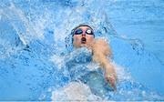 13 April 2025; Lottie Cullen of NCU Swim Belfast competes in the women's 100m backstroke final during day two of the Irish Open Swimming Championships at the National Aquatic Centre on the Sport Ireland Campus in Dublin. Photo by David Fitzgerald/Sportsfile